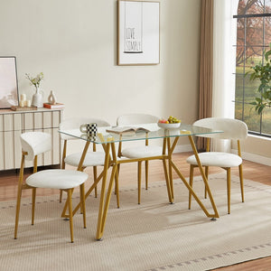 English Elm Set of 2 Velvet Dining Chairs Gold Metal Legs Curved Back Glam Kitchen Seating W1162P440046