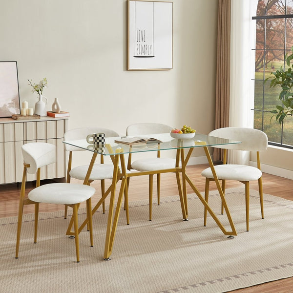 English Elm Set of 2 Velvet Dining Chairs Gold Metal Legs Curved Back Glam Kitchen Seating W1162P440046