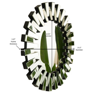 English Elm 32'' Kaltis Mirror Silver 32'' Wall-Mounted Decorative Irregular Circle PU Mirror Luxury Accent Wall Art W2615P346491