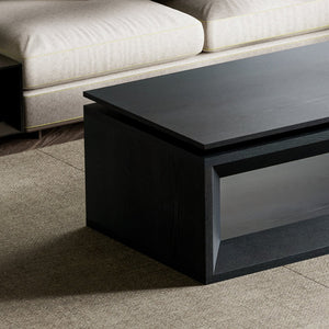 English Elm 43.3'' Wood Veneer Lift Top Coffee Table with Hidden Storage for Living Room Black W1435P453256