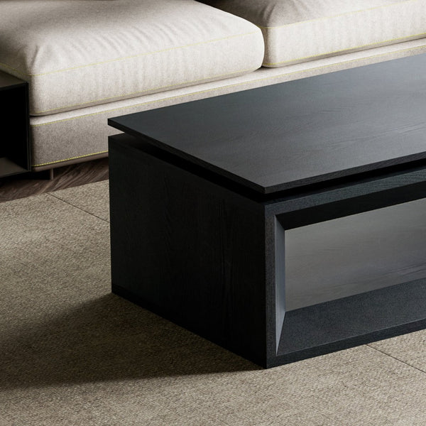 English Elm 43.3'' Wood Veneer Lift Top Coffee Table with Hidden Storage for Living Room Black W1435P453256