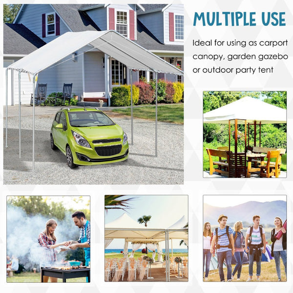English Elm Outsunny 10x20 Foot Galvanized Steel Carport Outdoor Vehicle Canopy with Anchor Kit W2225P217045