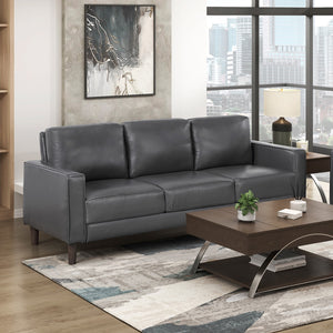 English Elm Modern 2-Piece Living Room Furniture Set - Dark Gray Faux Leather Sofa & Loveseat For Stylish Spaces B011S01981