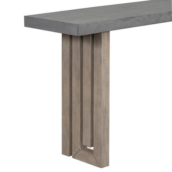 English Elm U_style Oak Veneer Console Table Sculptural Cutout Sides for Entryway or Hallway N711P241282M