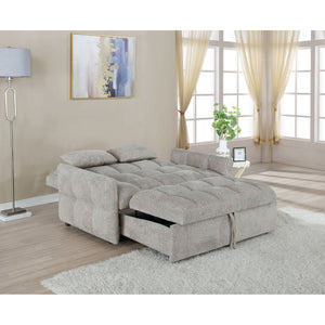 English Elm Alvara Light Grey Tufted Sleeper Sofa Bed with 1" Memory Foam Topper, Compact Chic Pull-Out Couch Guest Bed B062P357829
