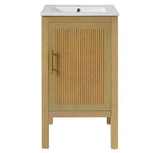English Elm 18" Pine and Mdf Bathroom Vanity with Ceramic Basin Soft Close Hinged Cabinet N710P426321P