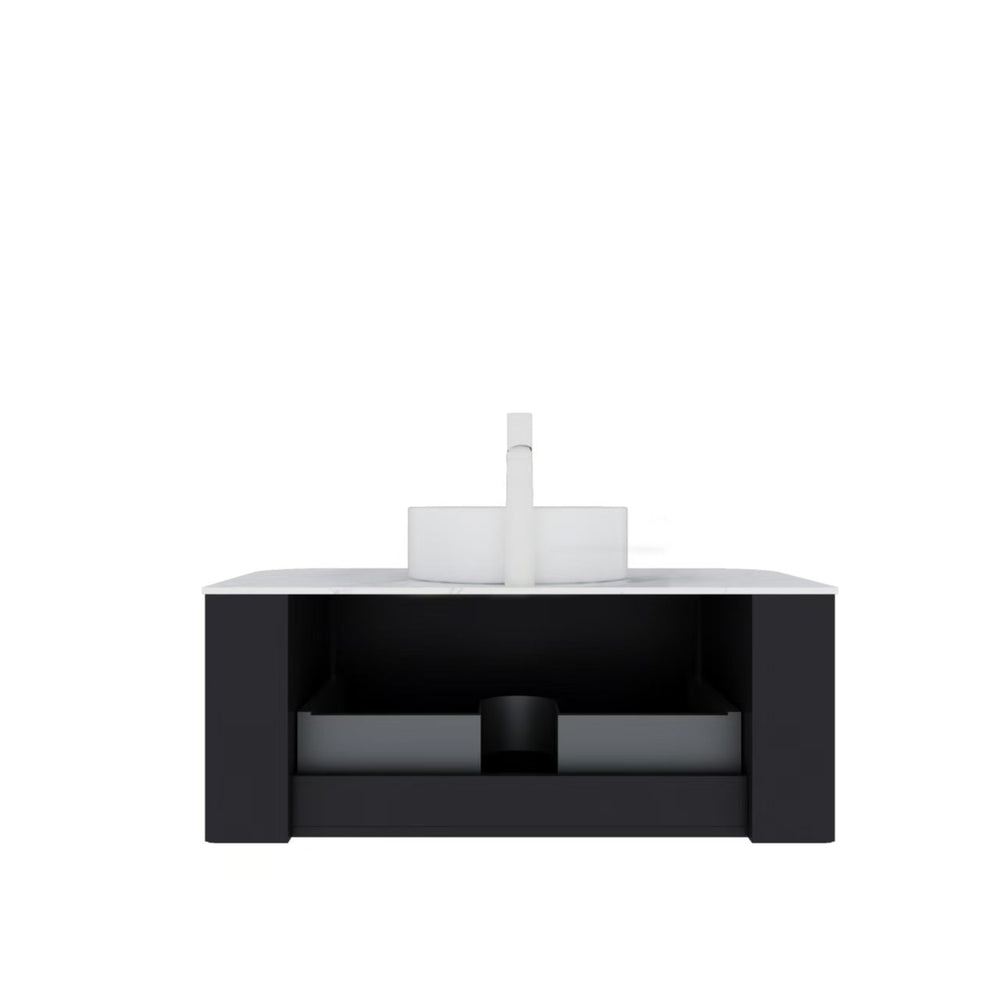 English Elm Dina 36" Modern Wall-Mounted Bathroom Vanity With Stylish Round Sink & Pre-Assembled Storage Cabinet W2615S00071