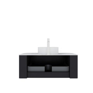 English Elm Dina 36" Modern Wall-Mounted Bathroom Vanity With Stylish Round Sink & Pre-Assembled Storage Cabinet W2615S00071