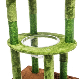 English Elm 72in Cactus Cat Tower Sisal Posts Plush Perches Capsule Pod Multi-level Climb Green W1578P447627