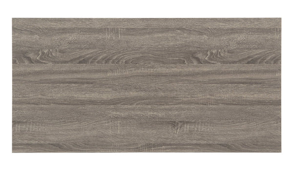 English Elm Weathered Gray Desk with Metal Accents — Space-Saving Open MDF Design, 2 Storage Shelves for Organizing B2699P237458