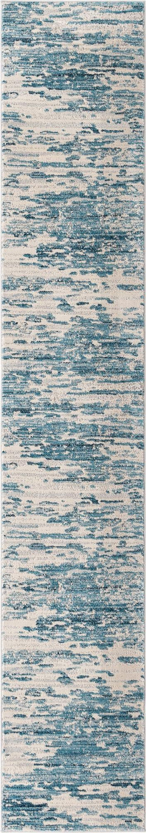 Unique Loom Oasis Water Machine Made Abstract Rug Blue, Navy Blue/Ivory 2' 0" x 12' 0"