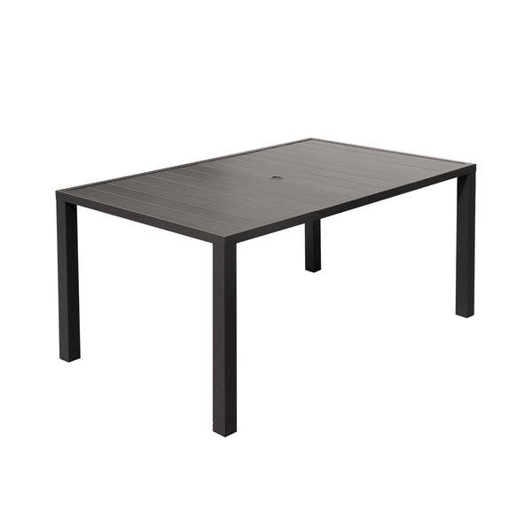 English Elm Outdoor Dining Table For 6 - Durable Rectangular Metal Patio Table With Umbrella Hole For All Seasons W1859P359856