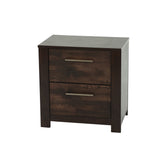 English Elm Rustic 1 Piece Nightstand Wooden Mahogany Finish Bedside Table 2-Drawers Classic Bedroom Furniture