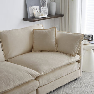 English Elm U-shaped Chenille Sectional with Dual Ottomans Modular Living Room Couch 5 Seat W714S00903