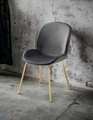 English Elm Chuchip Velvet Side Chair with Gold Legs – Armless Modern Dining & Accent Seating, Luxurious Comfort Gray 32 L x 21 W x 22 H B2726P243292