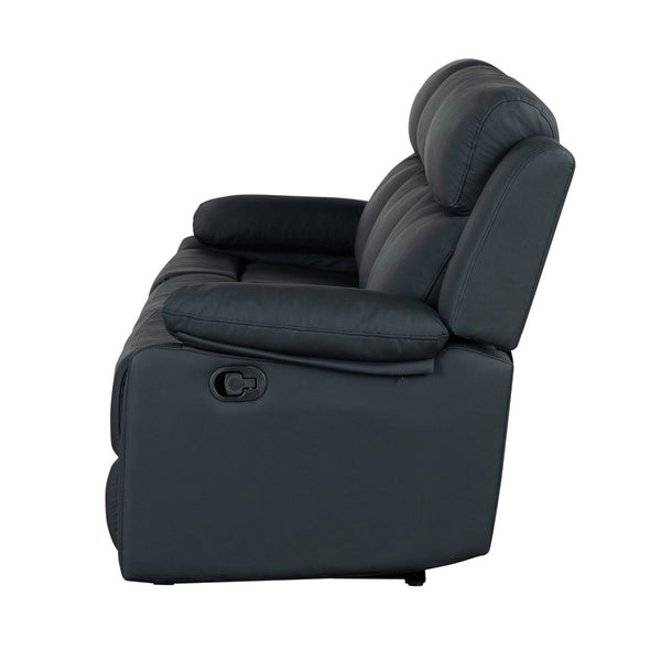 English Elm Blanche Manual Reclining Sofa with Led Accent Lighting for Modern Media Rooms Black B201P412036