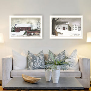 English Elm Trendy Decor 4u Billy Jacobs Christmas Two Panel Framed Wall Art White Wood Set B067P255224