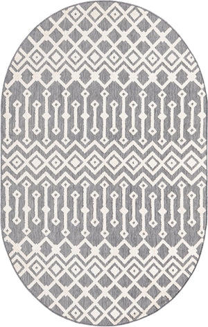 Unique Loom Arlo Lenny Machine Made Tribal Rug Charcoal, Ivory 5' 3" x 8' 0"