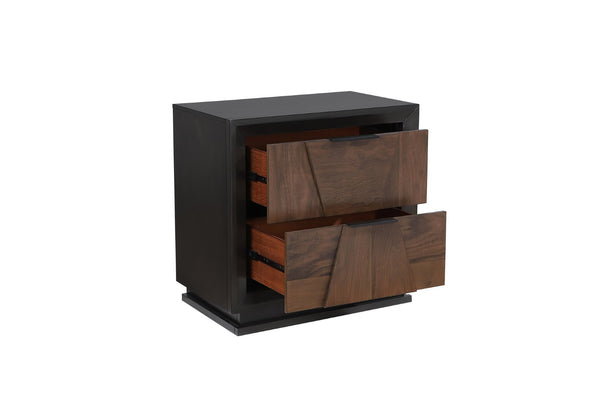English Elm Houston 2-drawer Wood Nightstand with Geometric Panels and Felt-lined Storage in Walnut B009P345873