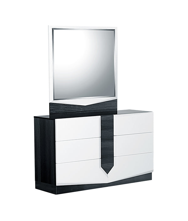 English Elm VIOS Zebra White HG Mirror with High-Gloss MDF Frame, Large Contemporary Glass Mirror, Modern Chic B201P215810