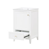 English Elm 20" Bathroom Vanity With Sink, Bathroom Cabinet With Soft Closing Door, Storage Rack and A Drawer, White