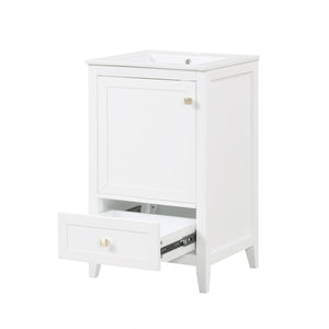 English Elm 20" Modern Bathroom Vanity With Soft-Close Door, Ceramic Sink & Storage Drawer For Small Spaces N725P185452K