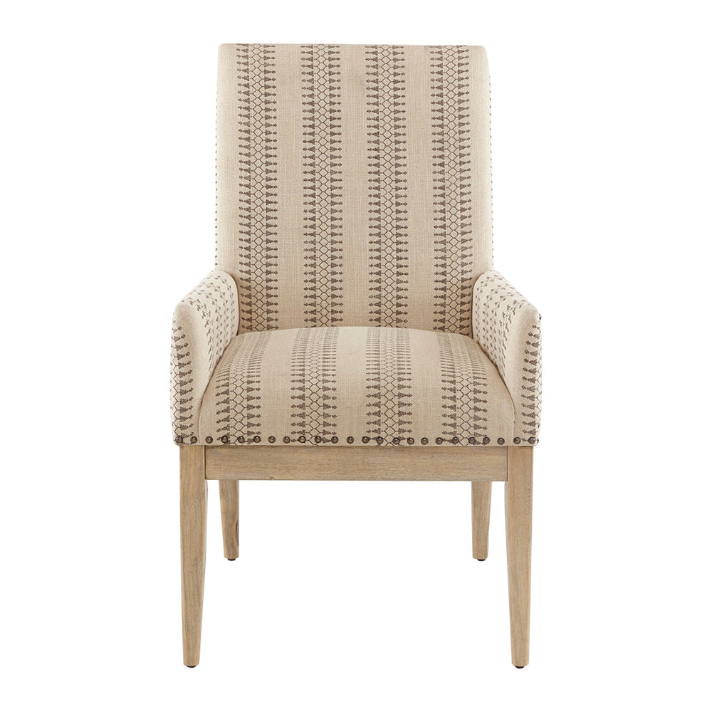 JLA Home Madison Park - High Back farmhouse dining armchairs (Set of 2) — high-back comfort, neutral upholstery, nailhead trim, wheat wood finish MP108-0766