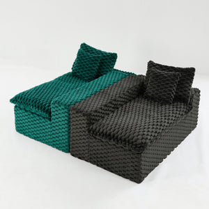 English Elm Luxury Color-Block Turtle Velvet Sofa - Versatile Seating For Modern Living Rooms, Cozy Style & Comfort W3371S00055