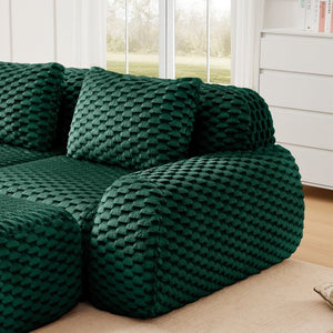English Elm 114" U-shaped Modular Sectional Flannelette Sofa Oversized Lounge with Movable Ottoman Green W714S01527
