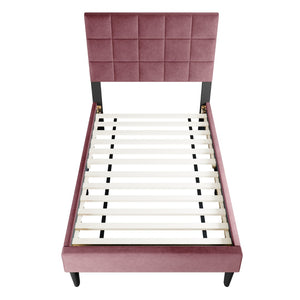 English Elm Twin Bed With Adjustable Headboard – Stylish Upholstered Design, Biscuit Tufting & Easy Assembly Options B089P240519-GIGA