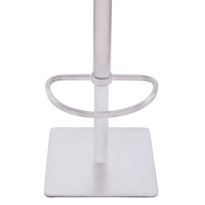 English Elm Rhyssa Adjustable Barstool Brushed Stainless Steel, Gray Faux Leather, Walnut Back — Modern, Sturdy Comfort B2736P268546