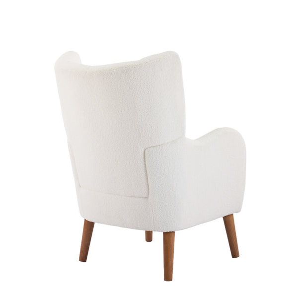 English Elm Christopher Knight Home® - Accent Ivory Teddy Fabric High-Back Armchair with 5.5" Cushion, Curved Arms & Birch Legs, Cozy Support N817P335062W