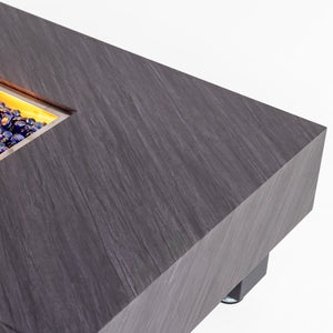 English Elm 60-INCH Modern Fire Pit Table with Stainless Steel Burner, Rain Cover, Propane Heater for Patio Gatherings Black,Stone Gray W3131P333709