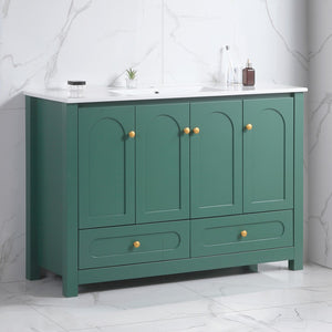 English Elm 48" Sage Bathroom Vanity with Ceramic Sink Mdf Cabinet Soft Close Doors Drawers Green W3133S00001