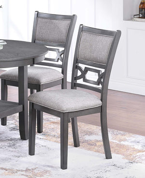 English Elm Gray Round 5-Piece Dining Set with Lower Shelf and Upholstered Chairs — Contemporary Charcoal Style Gray 45 L x 15 W x 46 H B011P373697