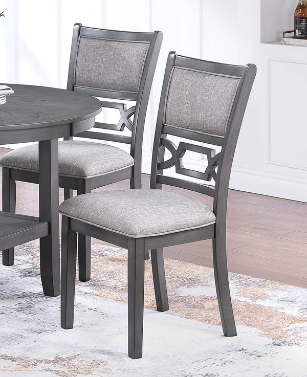 English Elm Gray Round 5-Piece Dining Set with Lower Shelf and Upholstered Chairs — Contemporary Charcoal Style Gray 45 L x 15 W x 46 H B011P373697