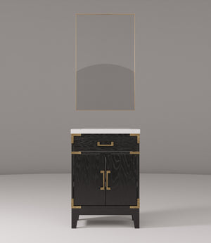 English Elm Black Oak Single Bath Vanity With Acrylic Top & Mirror – Perfect For Compact Spaces & Modern Style B2731S02121