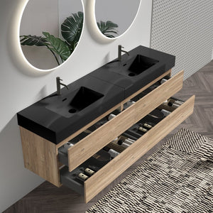 English Elm Galan 72 Inch Double Sink Vanity Fluted Wood Quartz Top Freestanding Bathroom Cabinet W1865S00169