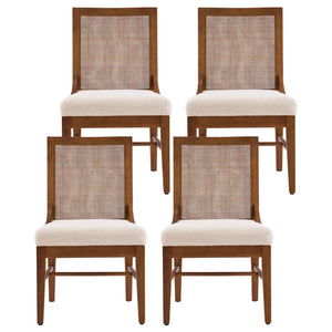 English Elm Christopher Knight Home® - Upholstered Dining Chairs Set Of 4 - Elegant Cane Back, Walnut Legs, Modern Comfort & Style N768P367152W_4