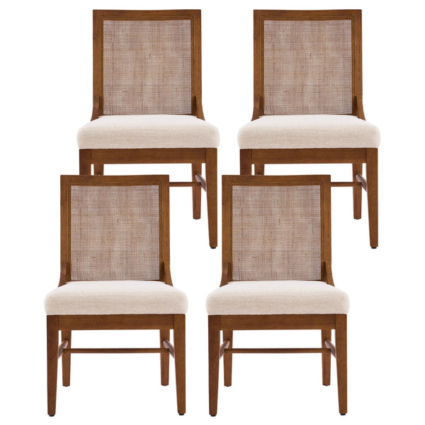 English Elm Christopher Knight Home® - Upholstered Dining Chairs Set Of 4 - Elegant Cane Back, Walnut Legs, Modern Comfort & Style N768P367152W_4