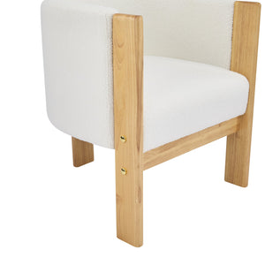 English Elm Christopher Knight Home® - Upholstered Natural Rubber Wood Dining Chairs Set of 2 with White Boucle, Modern Armchairs, 225lbCapacity N779P341538W