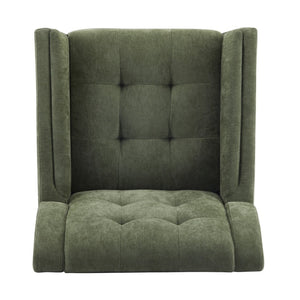 English Elm Mid-century Waffle Tufted Club Chair Solid Wood Splayed Legs Reading Lounge Accent Green,Walnut N776P379535G
