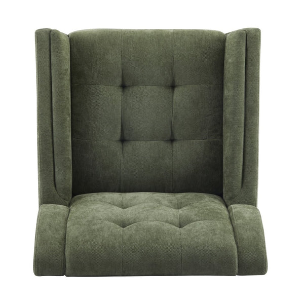 English Elm Mid-century Waffle Tufted Club Chair Solid Wood Splayed Legs Reading Lounge Accent Green,Walnut N776P379535G