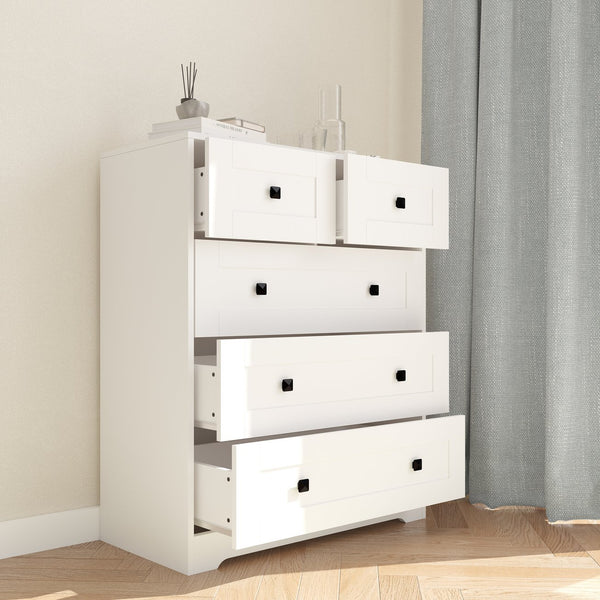English Elm Chest Of Drawers - Elegant 5-Drawer Storage Solution In Ancient White For Rustic & Modern Spaces W2139P241084