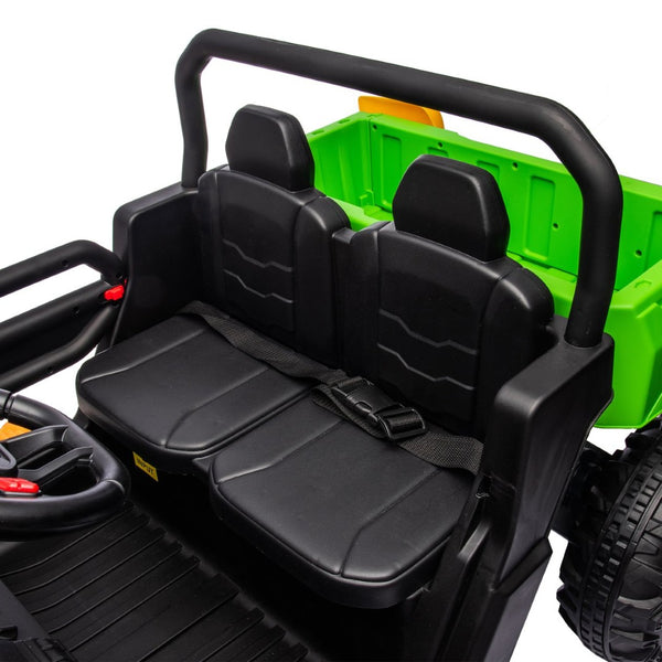 English Elm 24v Kids Ride on Dump Truck Two Seat Electric Utv with Tilting Bed and Remote Control Green W1578P188523