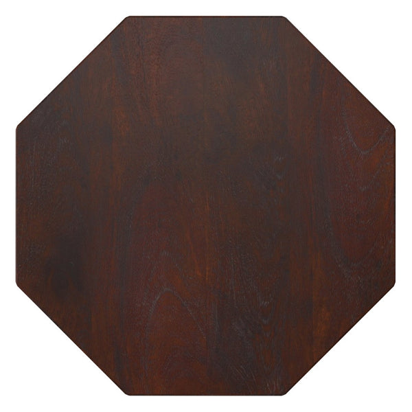 English Elm Kurt Solid Acacia Wood Geometric Side Table Sculptural Octagonal Design for Modern Interiors Walnut Brown B136P419893