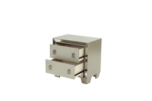 English Elm Traditional Silver Finish Antique 2-Drawer Nightstand with Mirror Accent, Spacious Bedside Table 26"x17"x26" B011P395077