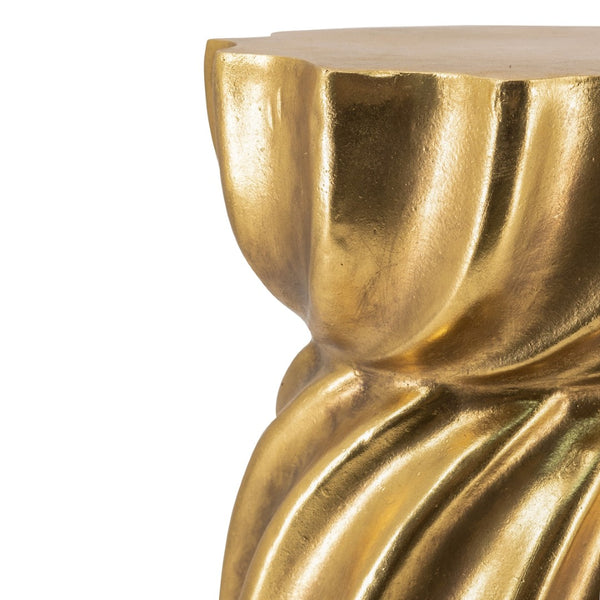 English Elm 14x14x18.7" Gold Magnesium Stool Swirl Base Sculptural Glam Art Deco Side Table W2078P442968
