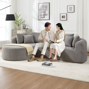 English Elm 109 Cloud Sectional Couch with L-Shape Chaise, Chenille Modular Sofa Bed, Memory Foam Comfort and Easy Setup LIGHT GREY W1249S00004