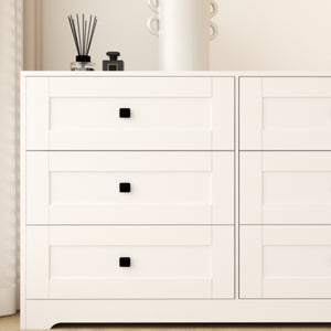 English Elm Chest Of Drawers - 6-Drawer Ancient White Farmhouse Storage Solution For Stylish Clutter Control W2139P241086